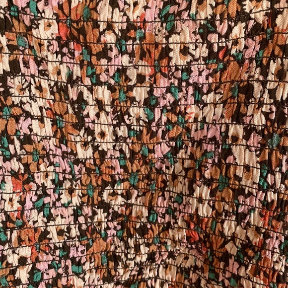 Wild Fable floral boho smocked puff sleeve cropped top size XL brown - Picture 10 of 11